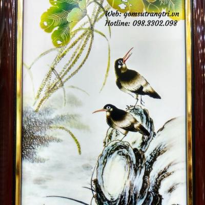 Tranh Sứ Tứ Quý vẽ vàng